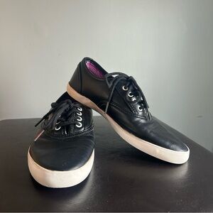 Levi’s Black Faux Leather Sneakers with White Sole